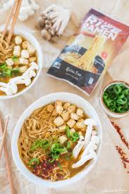 Easy Vegan Ramen Noodle Soup With Baked Tofu Cubes Recipe Vegan Ramen Vegan Ramen Recipes Ramen Noodles