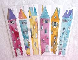 Book Marks 6 Colourful Illustrations Of Tall Houses Colourful Bookmarks Handmade Watercolor Bookmarks Book Markers