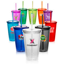Een nieuw, ongebruikt object zonder enige slijtage. 16 Oz Double Wall Acrylic Tumbler With Straw Apg161 Hands On Promos Promotional Products