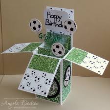 Blue and yellow birthday football invitation. Football Pop Up Box Card Craft Inspiration
