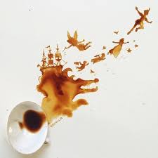 Spilled Coffee Art Spilled Coffee Art Peter Pan Spilled Coffee Art Artist Bernardelli Creates Intricat In 2020 Food Art Painting Coffee Art Whimsical Paintings