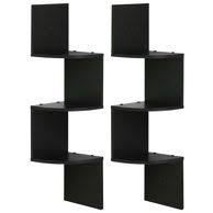 Greenco Zigzag 2 Tier Corner Floating Shelves Espresso Walmart Com Corner Wall Shelves Wall Mounted Corner Shelves Shelves