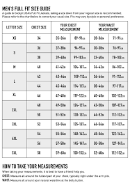 36 efficient jacket size chart for men