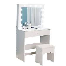 With special vanity lights and a spec… Bouanq Large Makeup Vanity Table With Lighted Mirror And Drawer Vanity Mirror With 12 Lights And Desk Vanity Sets For Girls Women White Walmart Com Walmart Com