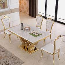 Modern Luxury Gold Stainless Steel 6 Seater Dining Table With Chair China Modern Table Dining 6 Seater Dining Table Dining Table Gold Gold Dining Room Table