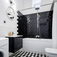 Beveled Subway Tile 3x6 Black 3 49 Sq Ft Black Tile Bathrooms Beveled Subway Tile Bathroom Design