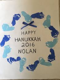 Footprints Hanukkah Wreath Baby Footprint Crafts Toddler Art Projects Hanukkah Crafts