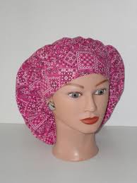 Band Variation- Perfect Sized Bouffant Cap...bandana Print Pink...or Scrub  Hat/surgical Hat/scrub Hat/veterinarian's Cap