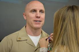 San Diego, CA (June 3, 2019). Hospital Corpsman Senior Chief Petty Officer  Joshua Dehaven is promoted to Senior Chief Petty Officer in a ceremony  attended by his family, friends, and USS Dewey (