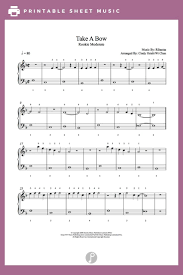 Take A Bow By Rihanna Piano Sheet Music Rookie Level Sheet Music Piano Sheet Music Music Lessons
