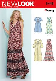 New Look 6448 Misses Easy V Neck Dresses Long Dress Patterns Sewing Dresses Simple Dress Pattern