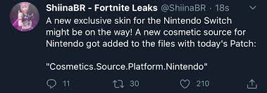 Nintendo have revealed that a fortnite themed nintendo switch bundle is on the way to retailers, it will be featuring special items from the game and is titled the fortnite double helix bundle. A Switch Exclusive Skin May Be Planned Possibly In The Encrypted Files Via Shiinabr Fortniteleaks