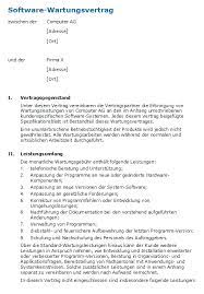 Software as a service vertrag. Muster Wartungsvertrag Vorlage Fur Einen Software Wartungsvertrag