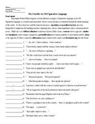 The Crucible Act Iii Figurative Language Id Key 40q Figurative Language Figure Of Speech Language