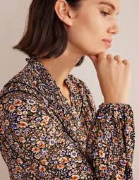 BODEN Ruched Yoke Shirt in Multi, Eden Bloom