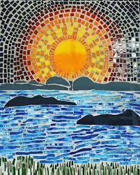 Sunset Landscape Glass Mosaic Art