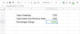 Of all formulas for calculating percentage in excel, a percent change formula is probably the one you would use most often. Percentage Change Array Formula In Google Sheets