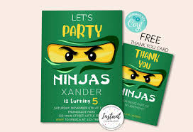 Ninjago Birthday Card Invitations