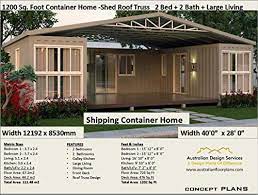 This is a bright and airy design for both the living space and this design uses three containers, creating a very spacious living area, a decent sized shower room, and a bedroom. Amazon Com Shipping Container Home Plans 1200 Sq Foot 2 Bedroom Container Home Full Architectural Concept Home Plans Includes Detailed Floor Plan And Elevation Plans Ship Container Homes Book 12003 Ebook Morris Chris