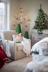 A red knit blanket, plaid bedding. Traditional Christmas Bedroom Decor Ideas Mom S Lake House The Diy Mommy