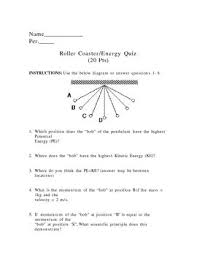 Energy Quiz Pe Ke Roller Coasters Pendulum Energy Quiz Pendulum Roller Coaster