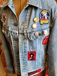 New On My Etsy Shop Denim Jean Jacket Patches All Over Rock Pins Spikes Bowie Grateful Dead Hendrix Misfits Gu Jean Jacket Patches Patches Jacket Jean Jacket