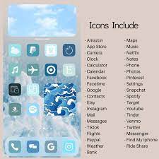 200 Ios 14 App Icons Blue App Icons Neutral App Icons Ocean Etsy App Icon App App Covers
