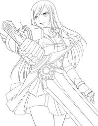 These fairy tale color pages are created in a way that children can select and print as their media in coloring activity. Download Erza Scarlet Fairy Tail Coloring Pages Sketch Coloring Erza Scarlet Fairy Tail Coloring Pages Full Size Png Image Pngkit