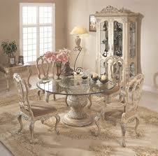 The Florence Dinette Set Collection In Antique White Is Such A Chic Classy Set I Glass Round Dining Table Round Pedestal Dining Table Glass Dining Room Table