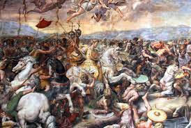 Our fresco painting depicts constantine at the battle of milvian bridge in his battle against maxentius. Constantine At The Battle Of Milvian Bridge
