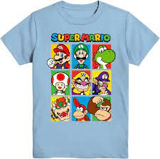 Amazon.com: Super Mario Nintendo Luigi Yoshi Hall of Fame Boy Youth T-Shirt(SM,  Light Blue): Clothing, Shoes & Jewelry