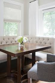 * * * looking for a custom banquette that fits perfectly in your space? Ivory Linen Tufted Dining Banquette With Square Dining Table Transitional Dining Room