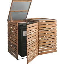 Cache Poubelle Duo Lign Z L155 3 X P90 X H116cm Cacher Les Poubelles Poubelle Double Cache Poubelle Bois
