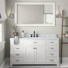 Bathroom vanity w/ side table 60 inch ceramic vessel sink faucet mirror combo. Charlton Home Daughtery 60 Single Bathroom Vanity Set Reviews Wayfair