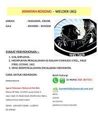 Iklan kerja kosong, kerja kosong 2019, cari kerja kosong, kerja kosong uitm, iklan jawatan kosong guru tabika perpaduan 2018 • kerja via kerjaya.co. Kerja Di Johor Jawatan Kosong Welder