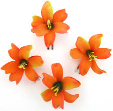 Amazon Com Tropical Orange Lily 4 Pc Lot 2 Inch Silk Flower Hair Clip Handmade Products