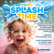 📣 Splashtime is back Join us every Wednesday 11.30am- 12.00pm. FREE FUN  for under 5-year-olds and their parents or caregivers. ✓ Music ✓ Toys ✓  Bubbles ✓ Experienced instructor ✓ Loads of