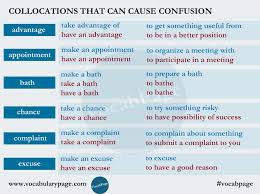 Collocations That Can Cause Confusion Www Vocabularypage Com Anglais