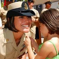 Chief hospital Corpsman Keren M. Lemas has her anchors pinned