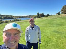 Golfing at Dennis Pines with aerated greens