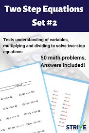 Two Step Equations Set 2 In 2020 Two Step Equations One Step Equations Negative Numbers