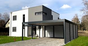 Carport Modern Prag Haus Anbau Flachdach Design Stahlzart Bauhaus Design Carport House Styles