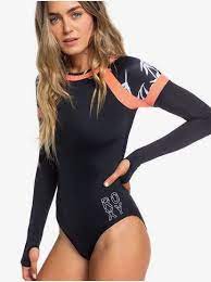 Roxy Roxy Fitness Long Sleeve Back Zip One Piece Rashguard True Black S Full Bicolys Kvj2 Long Sleeve Bathing Suit One Piece Long Sleeve Swimsuit