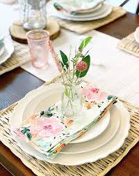 If you are setting the table for a wedding reception, you may choose to add the party favors. Simple Styling Tips For Spring Spring Table Settings Dinner Table Setting Spring Table