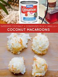 Shredded Coconut Condensed Milk Vanilla Coconut Macaroons Three Ingredient Recipes Ingredients Recipes Food