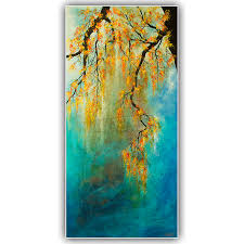 Abstract colorful tree and field landscape in thailand on watercolor illustration painting background. Semi Abstract Trees Original Canvas Painting Jackie Micallef