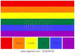 In addition to trust, purple is often seen as mysterious. Collage Color Palette With Meaning To Each Of Colors Of Rainbow Lgbtq Pride Flag Rainbow Flag Known As Equality Flag Lgbtq Social Movements Poster Id 324244720