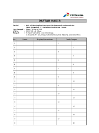 Nama perusahaan email tanda tangan ff. Daftar Hadir Kick Off Meeting