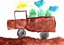 Childish Drawing with Truck