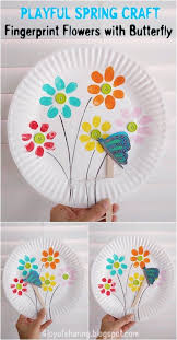 Fingerprint Flowers With Butterfly Playful Spring Craft For Kids Kidscraft Springcrafts Eas Spring Crafts For Kids Spring Arts And Crafts Preschool Crafts